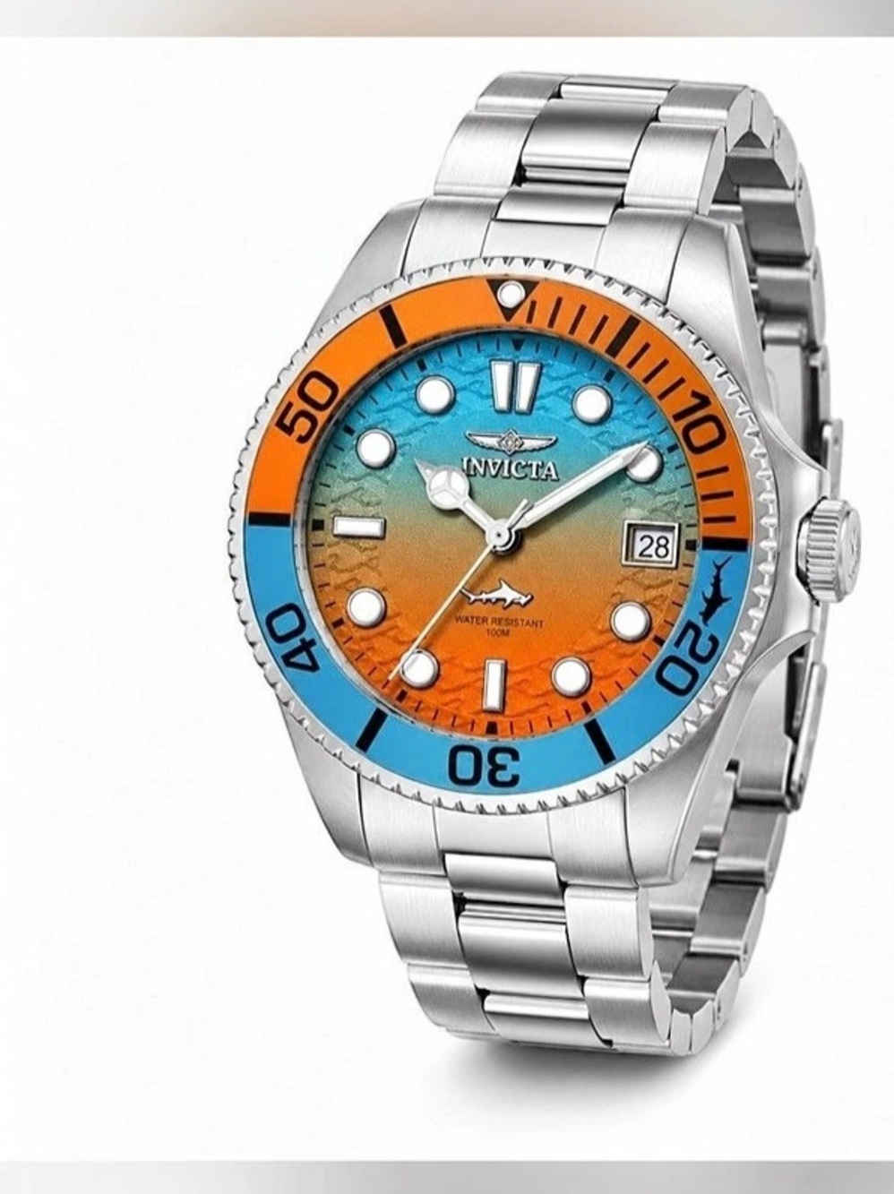 Invicta Pro Diver 34MM Steel Watch Blue & Orange $249